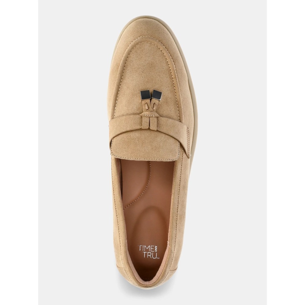 Women's Size 6 Faux Suede Comfort Loafers Tan Slip On | Time & Tru‎